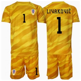 Dětské fotbalový komplet Chorvatsko Dominik Livakovic #1 Brankář Domácí košile ME 2024 Krátkým Rukávem